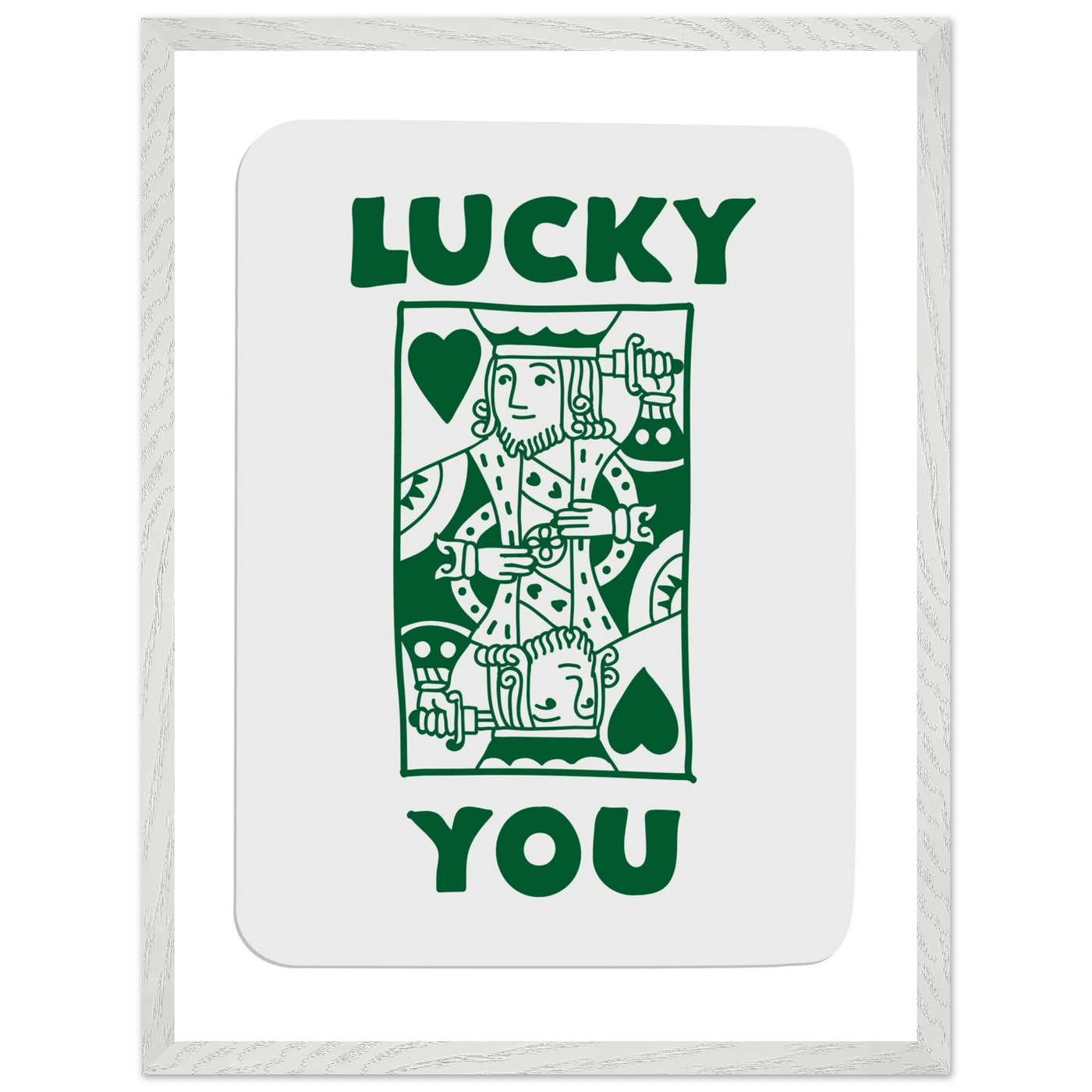 Lucky You Poker King of Hearts Print - Mounted Eco-Friendly Framed Poster Art in Dark Green - Vibrantwalls