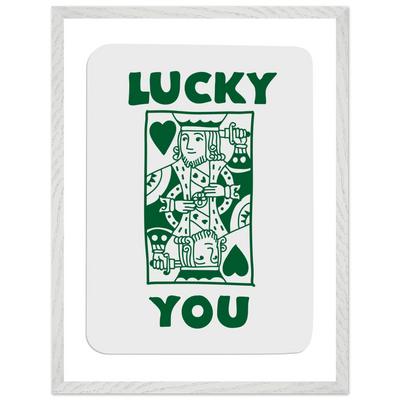 Lucky You Poker King of Hearts Print - Mounted Eco-Friendly Framed Poster Art in Dark Green - Vibrantwalls