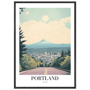 Portland Oregon Framed Poster – Mid-Century Modern Travel Art with Your Choice of Frame - Vibrantwalls