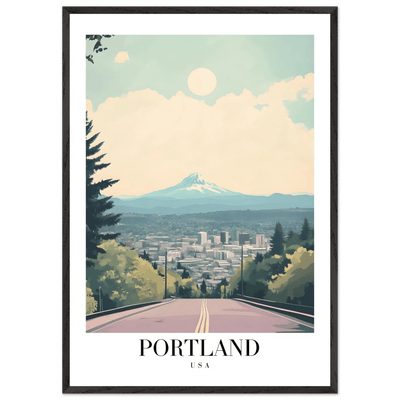Portland Oregon Framed Poster – Mid-Century Modern Travel Art with Your Choice of Frame - Vibrantwalls