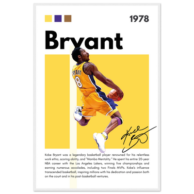 Kobe Bryant Number 24 Lakers Modern Print 60x90 cm 24x36″ White frame Vibrantwalls