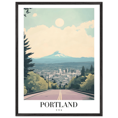 Portland Oregon Framed Poster – Mid-Century Modern Travel Art with Your Choice of Frame - Vibrantwalls