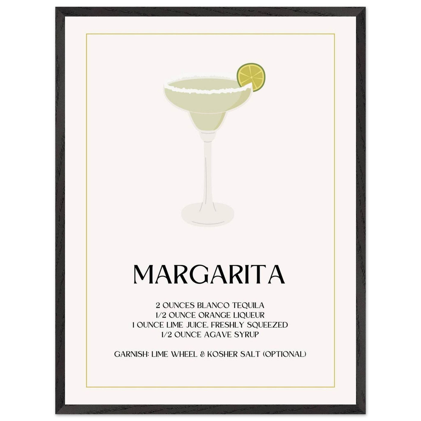 Margarita Cocktail Recipe Tequila Lime Salt Rim - Vibrantwalls