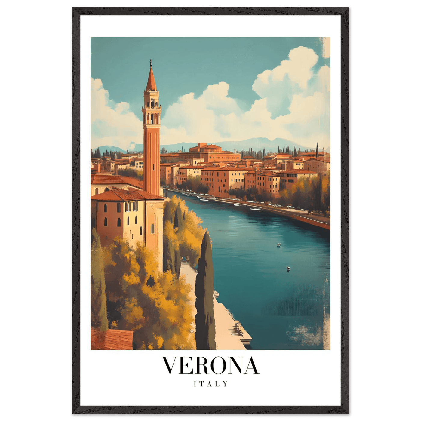 Verona Italy Framed Poster – Vintage Italian Travel Wall Art with Wooden Frame - Vibrantwalls
