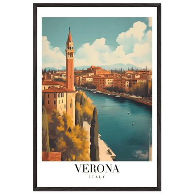 Verona Italy Framed Poster – Vintage Italian Travel Wall Art with Wooden Frame - Vibrantwalls