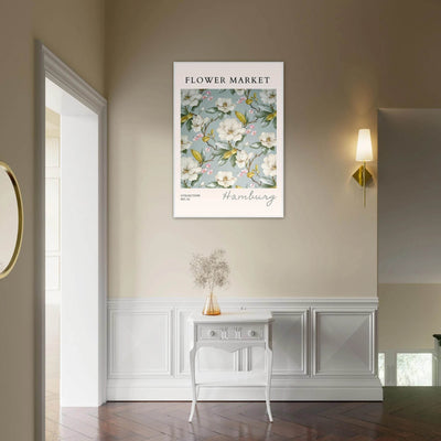 Hamburg 'Flower Market' Framed Poster – Elegant Magnolia & Cherry Blossom Art Print | Ready-to-Hang - Vibrantwalls