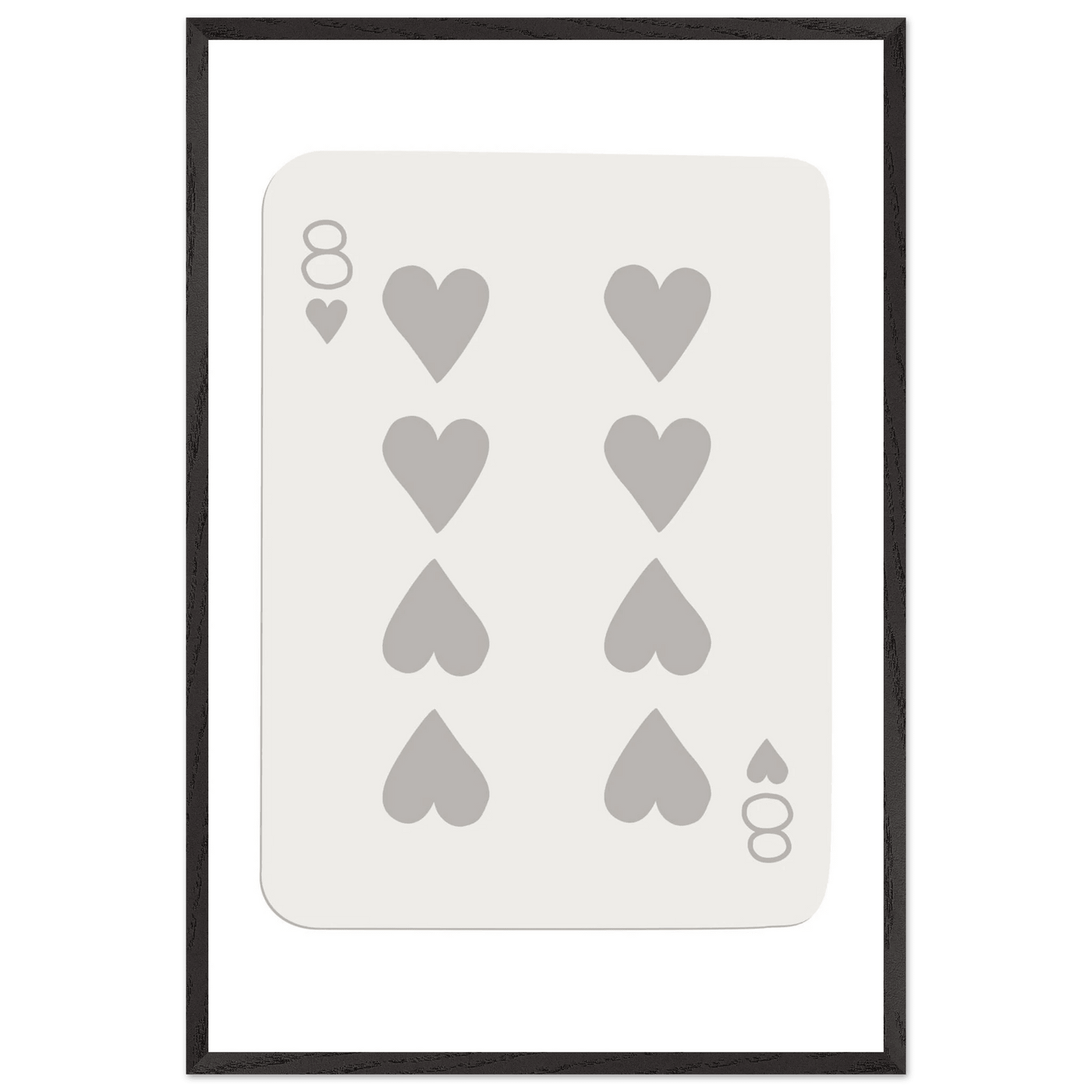 Minimalist Eight of Hearts Poker Card Print - Mounted Framed Eco-Friendly Wood Art - Vibrantwalls