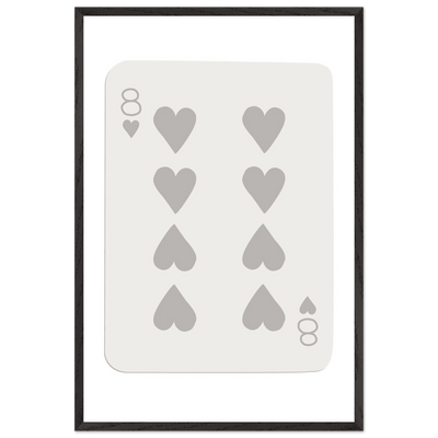 Minimalist Eight of Hearts Poker Card Print - Mounted Framed Eco-Friendly Wood Art - Vibrantwalls