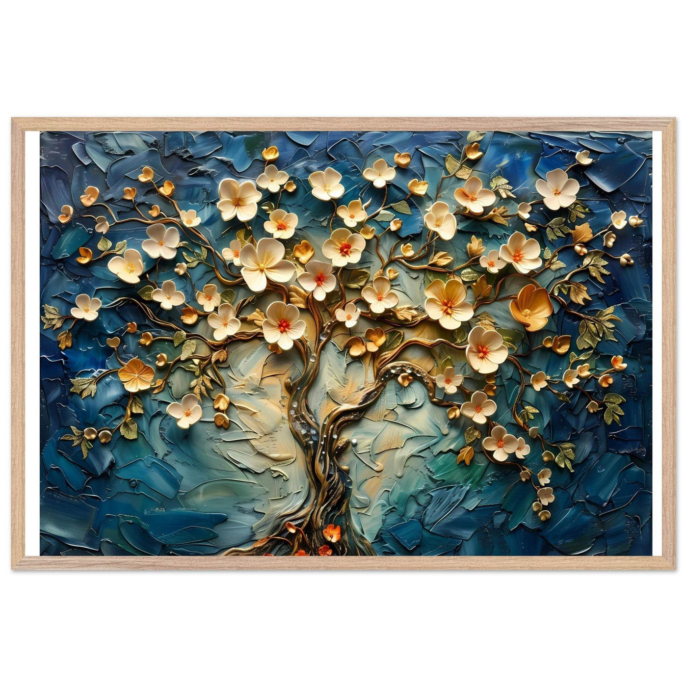 Textured Tree of Life Impasto Blooms - Vibrantwalls