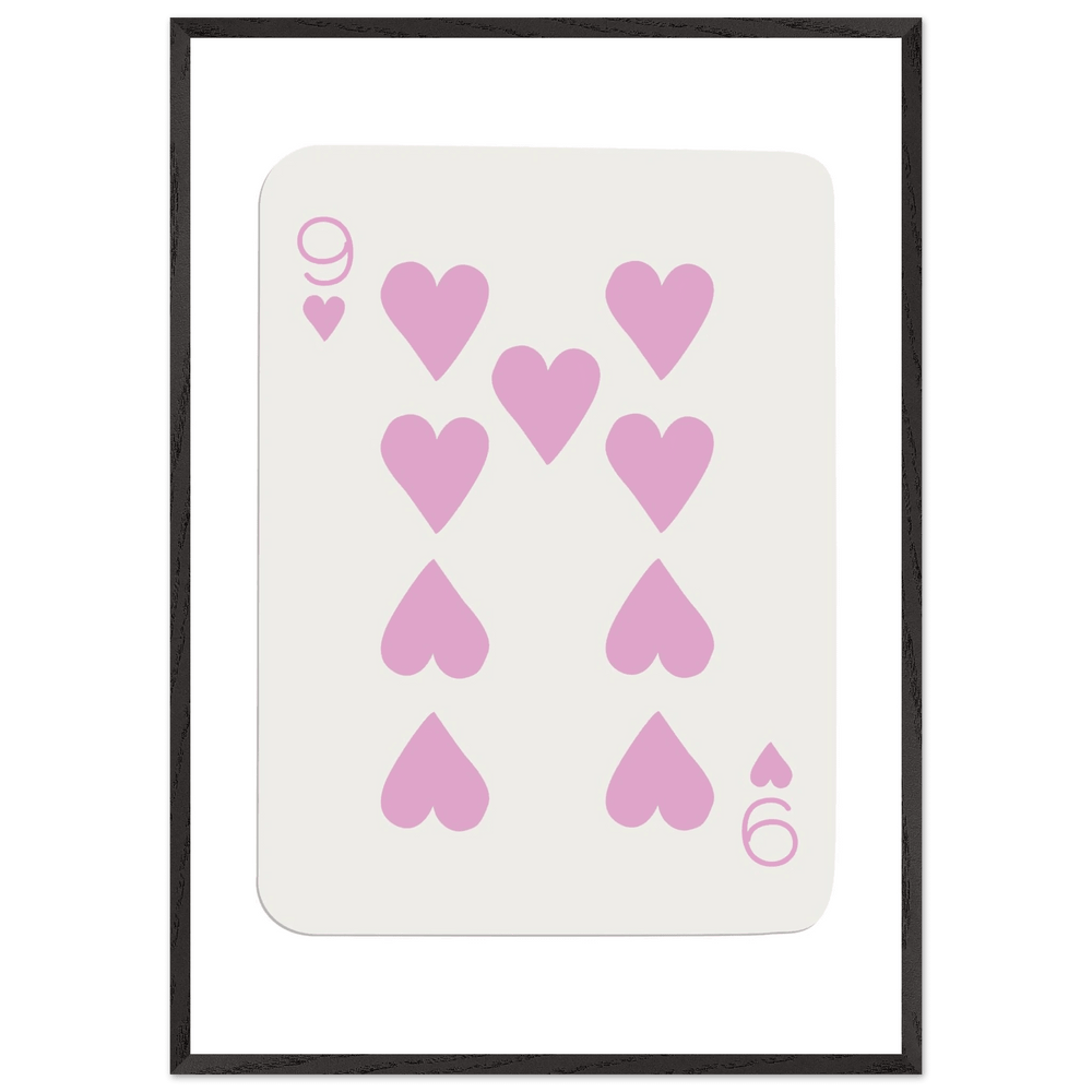 Nine of Hearts Pink Custom Playing Cards Framed Poster Wall Art - Vibrantwalls