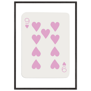 Nine of Hearts - Pink Poker Card Print - Mounted Framed Poster Art, Eco-Friendly Wood Frame - Vibrantwalls