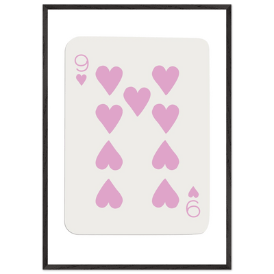 Nine of Hearts - Pink Poker Card Print - Mounted Framed Poster Art, Eco-Friendly Wood Frame - Vibrantwalls