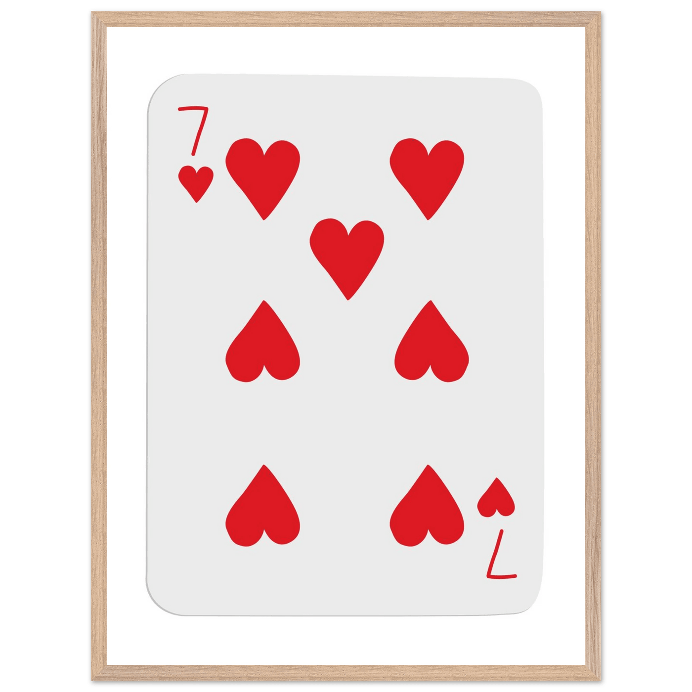 Lucky 7 of Hearts Poker Card Print - Mounted Framed Wall Art, Eco-Friendly Wood Frame & Multiple Sizes - Vibrantwalls