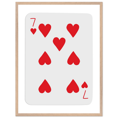 Lucky 7 of Hearts Poker Card Print - Mounted Framed Wall Art, Eco-Friendly Wood Frame & Multiple Sizes - Vibrantwalls
