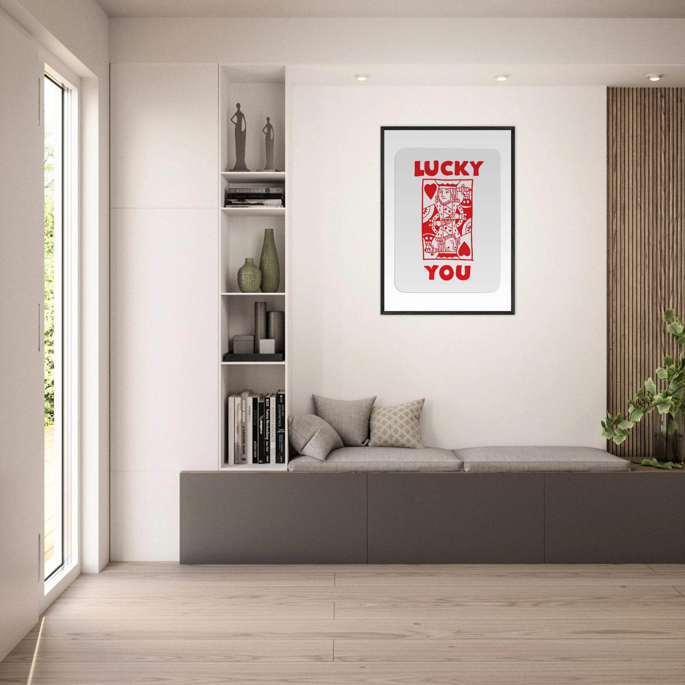 Lucky You Poker Card Art Print - Two of Hearts King - Framed Poster with Eco-Friendly Wood Frame - Vibrantwalls