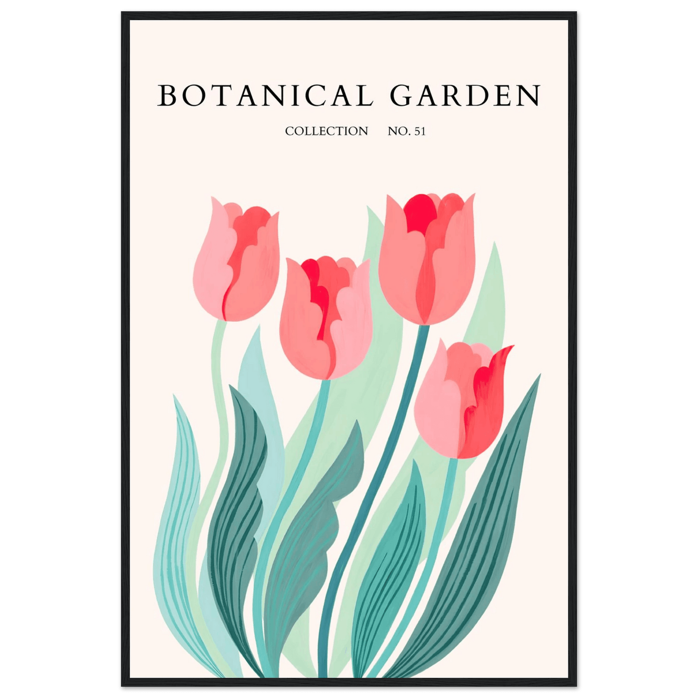 Botanical Garden Tulip Framed Poster – Pastel Florals & Nature Art Prints | Ready-to-Hang Wall Decor - Vibrantwalls