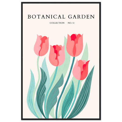 Botanical Garden Tulip Framed Poster – Pastel Florals & Nature Art Prints | Ready-to-Hang Wall Decor - Vibrantwalls