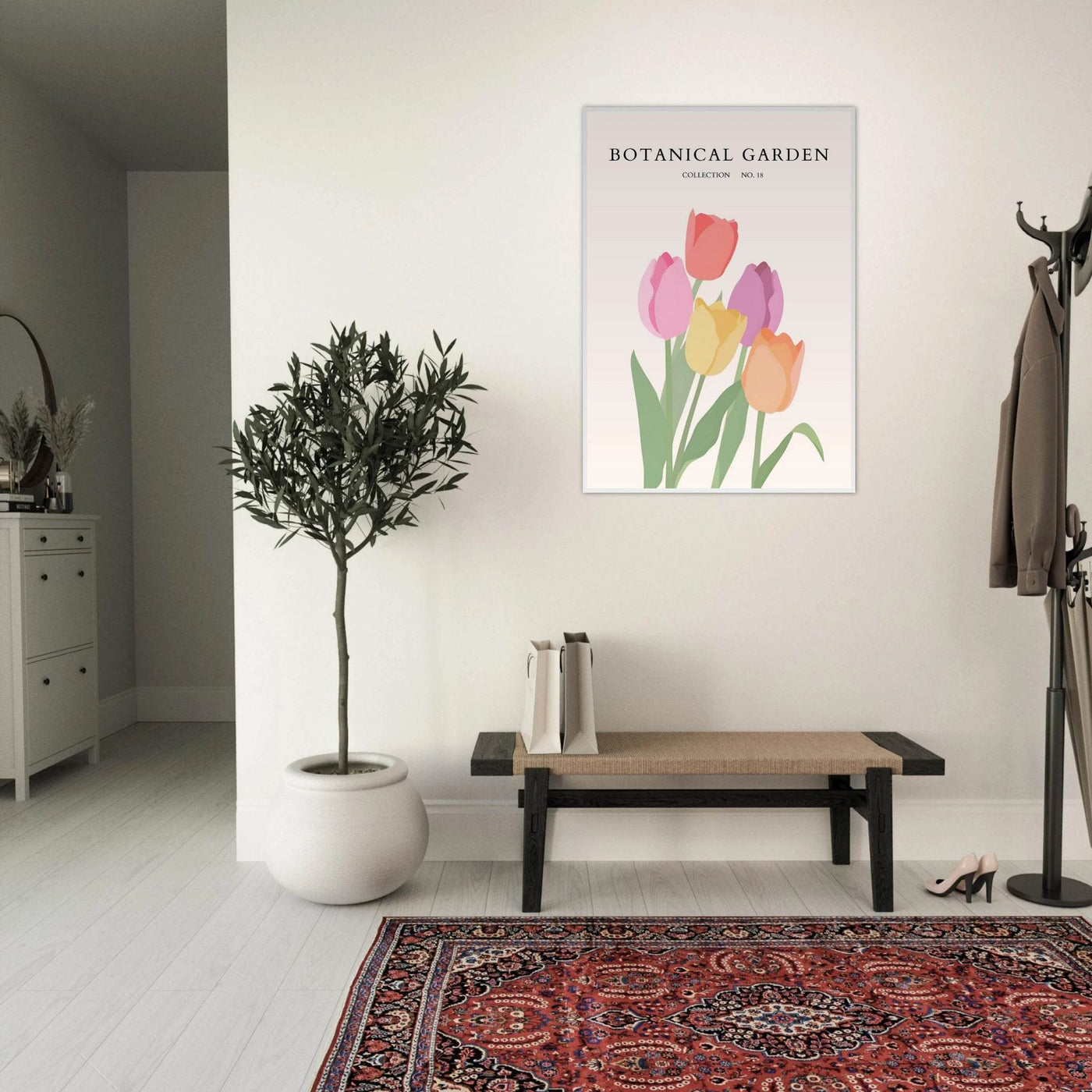 Botanical Garden Tulip Framed Poster – Pastel Bloom Art Print | Ready-to-Hang Floral Decor - Vibrantwalls