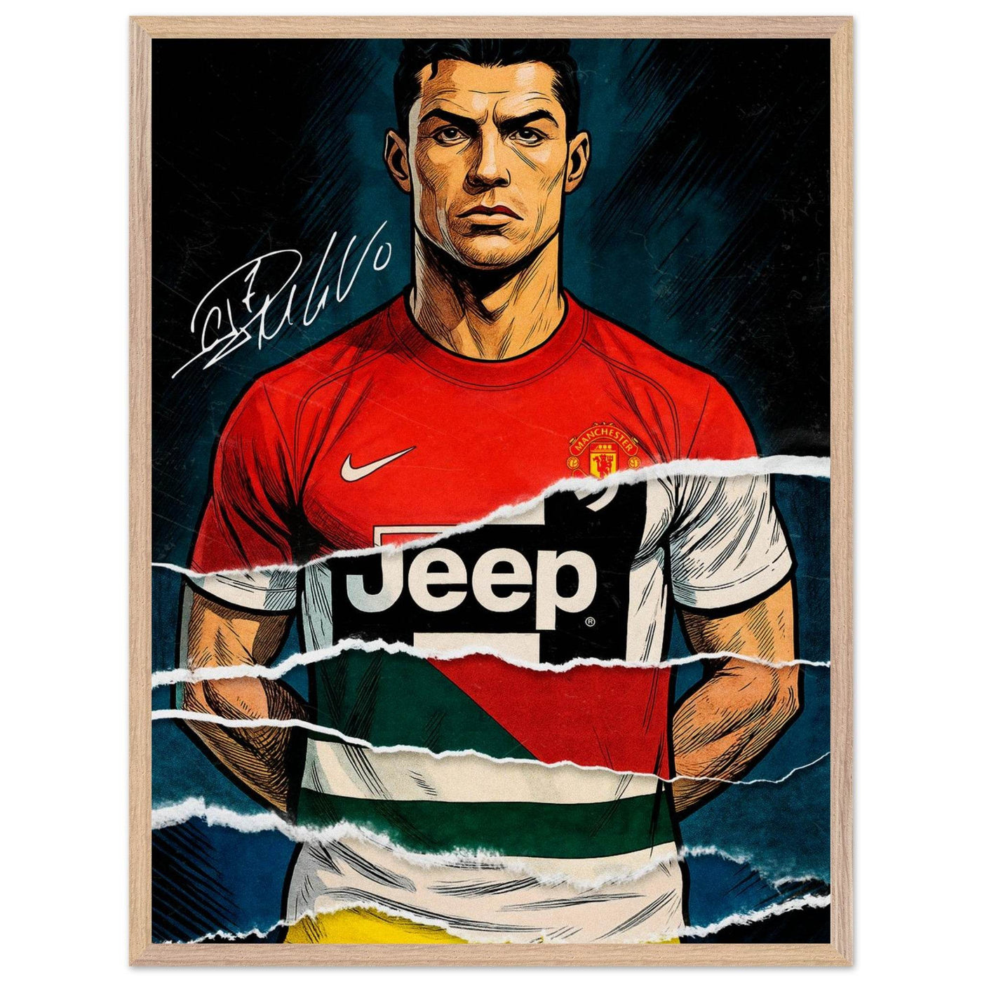Cristiano Ronaldo Pop Art Mounted Framed Poster – Iconic, Ready to Hang, Eco-Friendly - Vibrantwalls