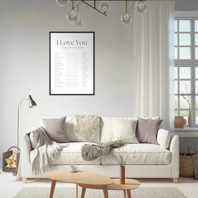 I Love You in 20 Languages - Mounted Framed Art Print, Eco-Friendly Wood Frame in Your Choice of Style - Vibrantwalls