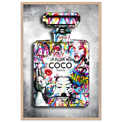 Vibrant Pop Art Chanel Perfume Bottle Print - Graffiti Chic Wall Decor for Fashion Lovers - Vibrantwalls