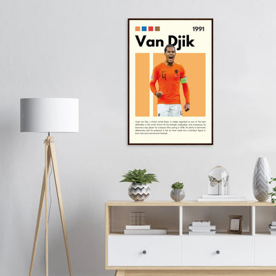 Virgil van Dijk Liverpool/Netherlands Football Framed Poster - Orange & Dynamic Sports Art Print Vibrantwalls