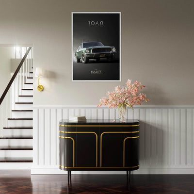 1968 Bullitt Mustang GT - 50th Anniversary Framed Poster | Iconic Green, Ready-to-Hang, Premium Quality - Vibrantwalls