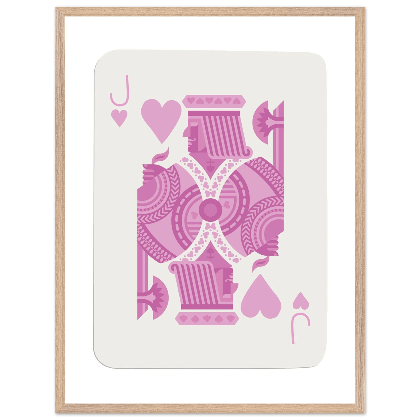 Jack of Hearts Poker Card Print - Eclectic Pink Framed Art - Eco-Friendly Wood Frame, Ready-to-Hang Decor - Vibrantwalls