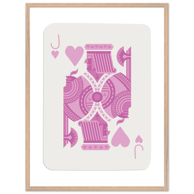 Jack of Hearts Poker Card Print - Eclectic Pink Framed Art - Eco-Friendly Wood Frame, Ready-to-Hang Decor - Vibrantwalls