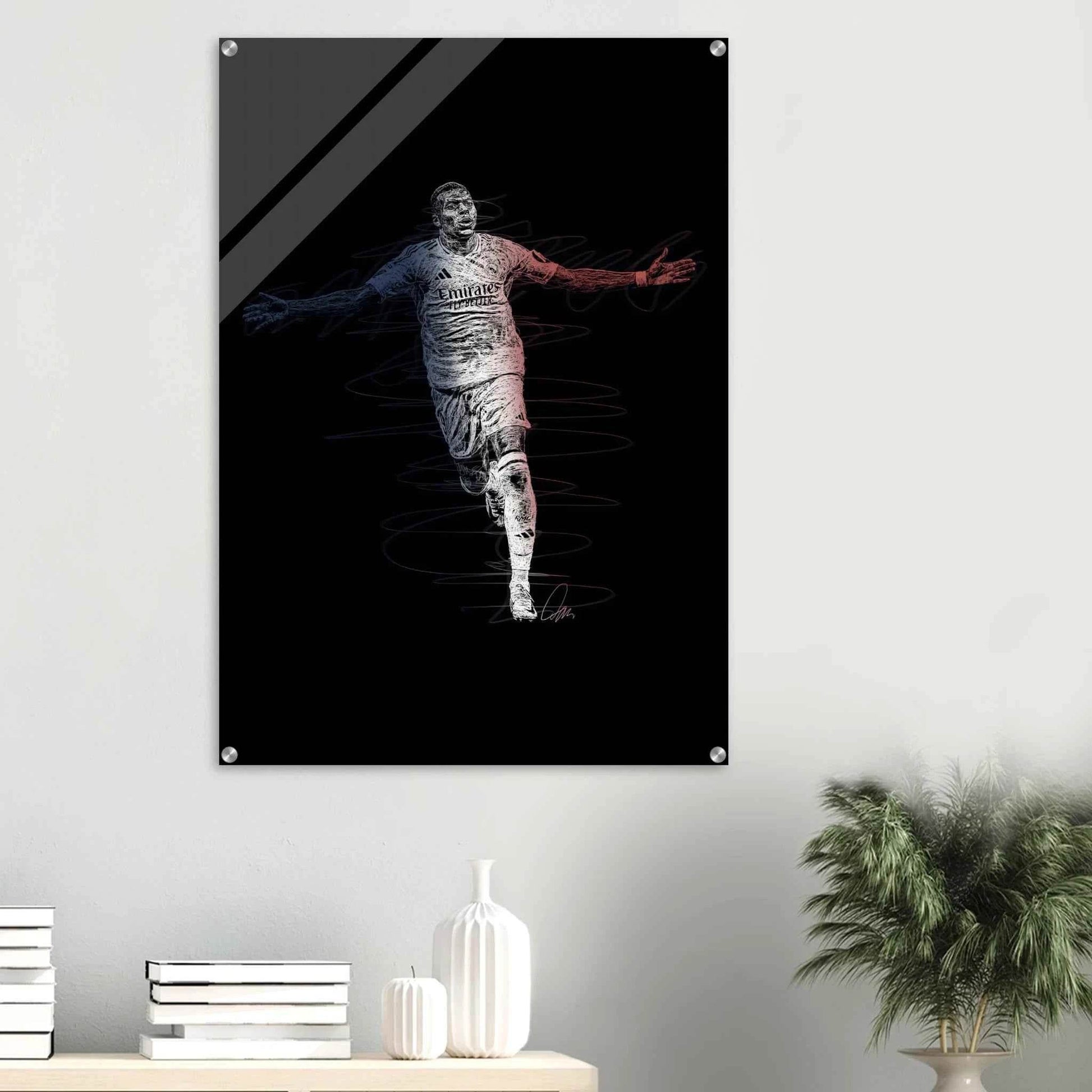 Kylian Mbappé Wall Art Acrylic Print – Dynamic Modern Football Artwork in Various Sizes - Vibrantwalls