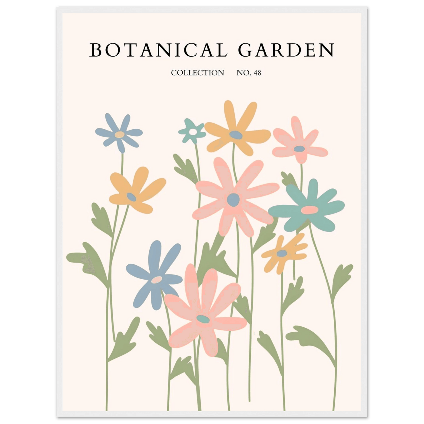 Botanical Garden Framed Poster – Whimsical Pastel Floral Art Print | Ready-to-Hang Wall Decor - Vibrantwalls
