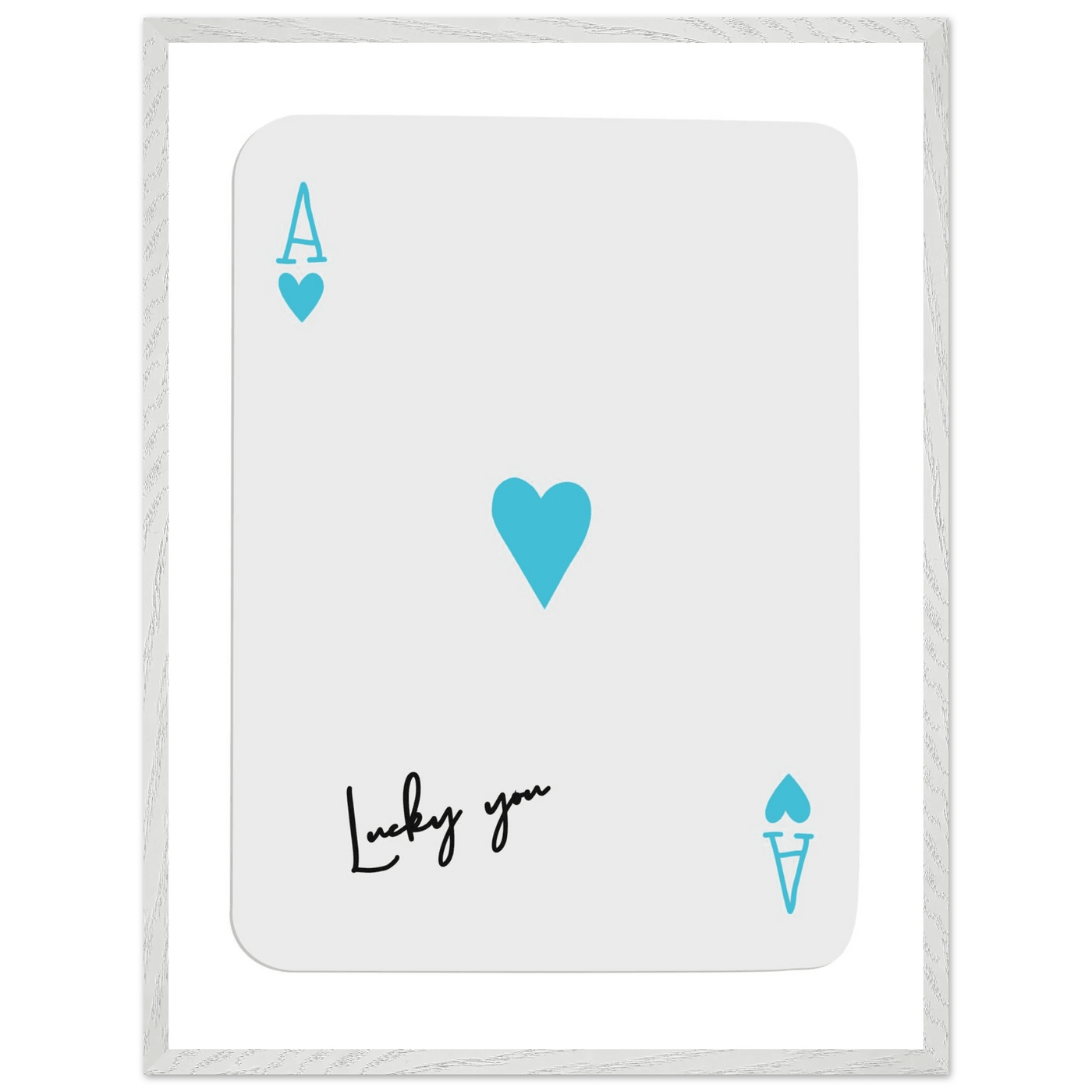 Ace of Hearts Poker Card Print - 'Lucky You' Framed Art, Eco-Friendly Wood Frame in Custom Finish - Vibrantwalls