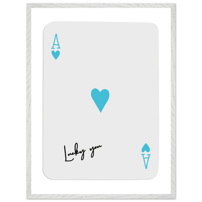 Ace of Hearts Poker Card Print - 'Lucky You' Framed Art, Eco-Friendly Wood Frame in Custom Finish - Vibrantwalls