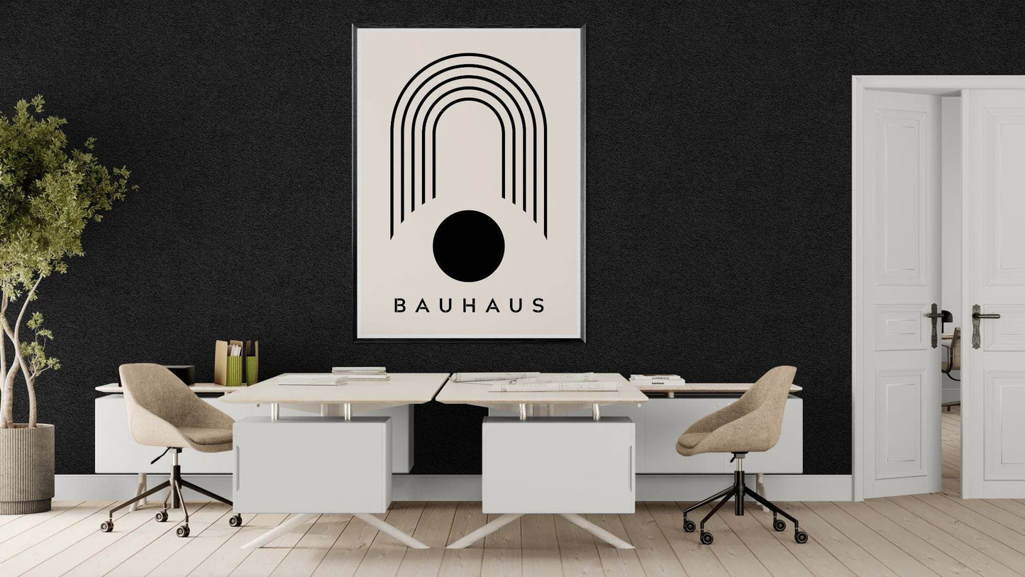 Bauhaus Black Beige Arch Circle Movement Style Design Wall Art - Vibrantwalls