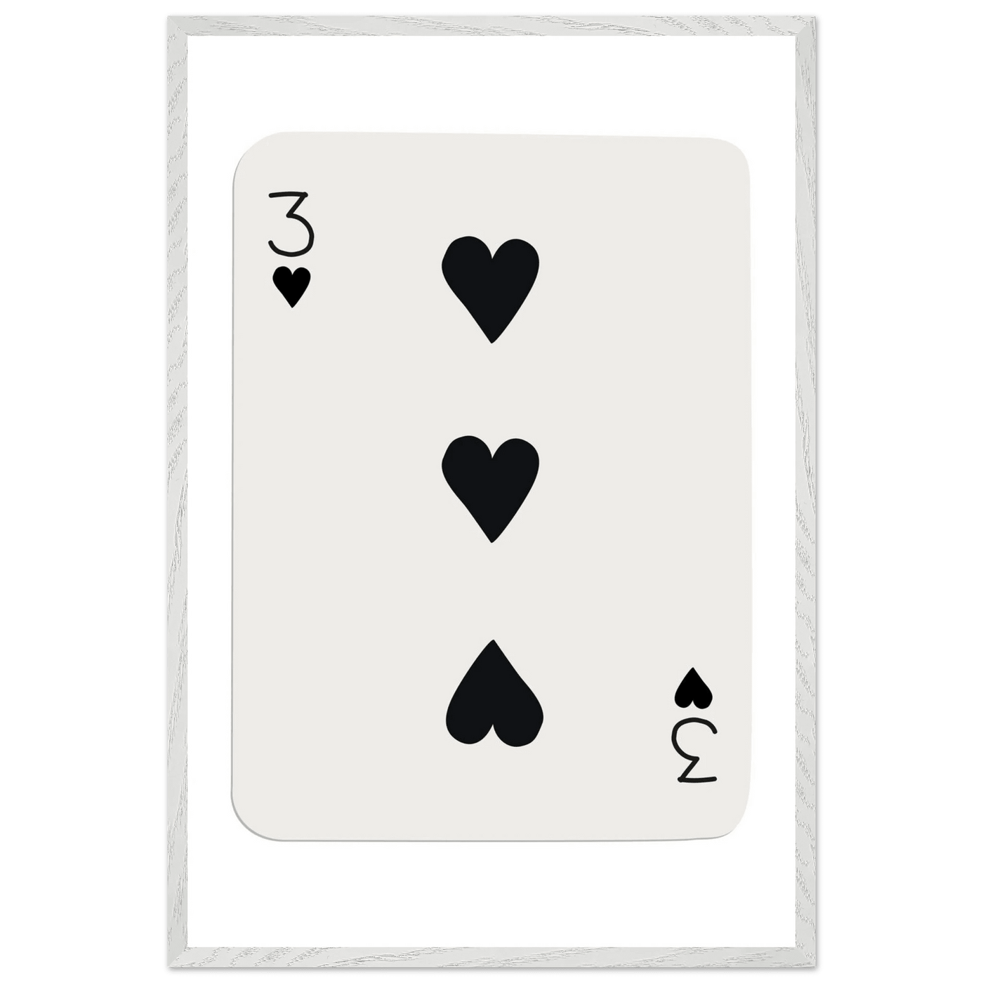 Three of Hearts Poker Card Print - Eco-Friendly Framed Poster Art, Available in Multiple Sizes & Frame Finishes - Vibrantwalls