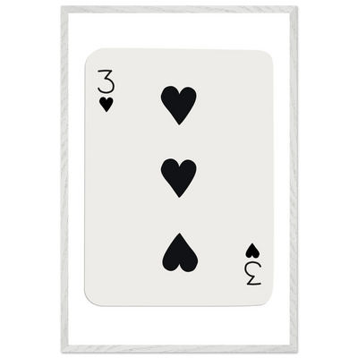 Three of Hearts Poker Card Print - Eco-Friendly Framed Poster Art, Available in Multiple Sizes & Frame Finishes - Vibrantwalls