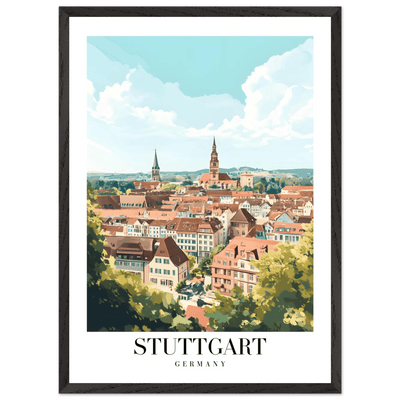 Stuttgart Germany Framed Poster – Vintage European Cityscape Wall Art with Customizable Wooden Frame - Vibrantwalls