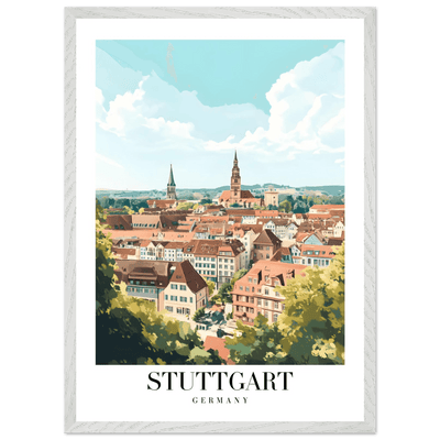 Stuttgart Germany Framed Poster – Vintage European Cityscape Wall Art with Customizable Wooden Frame - Vibrantwalls
