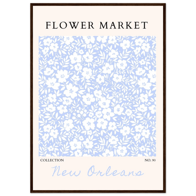 Flower Market New Orleans – Chic Periwinkle Floral Framed Poster | Ready-to-Hang Wall Art - Vibrantwalls