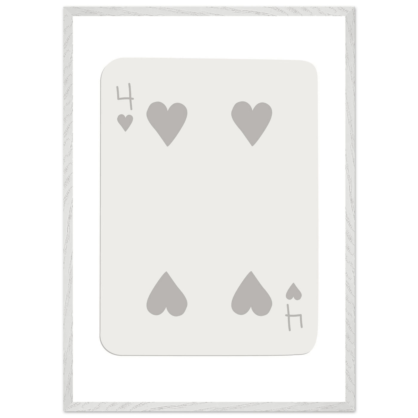 Four of Hearts Poker Card Print - Minimalist Mounted Framed Poster Art, Eco-Friendly Wood Frame - Vibrantwalls
