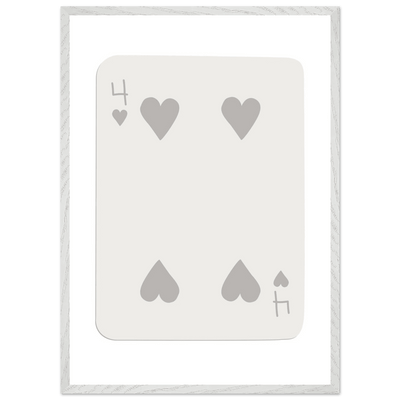 Four of Hearts Poker Card Print - Minimalist Mounted Framed Poster Art, Eco-Friendly Wood Frame - Vibrantwalls