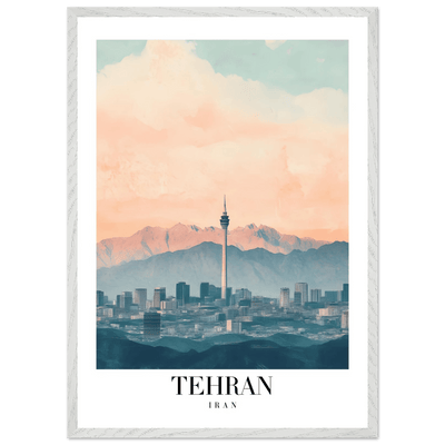 Tehran Iran Framed Poster – Vintage Cityscape Wall Art with Soft Hues & Wooden Frame - Vibrantwalls