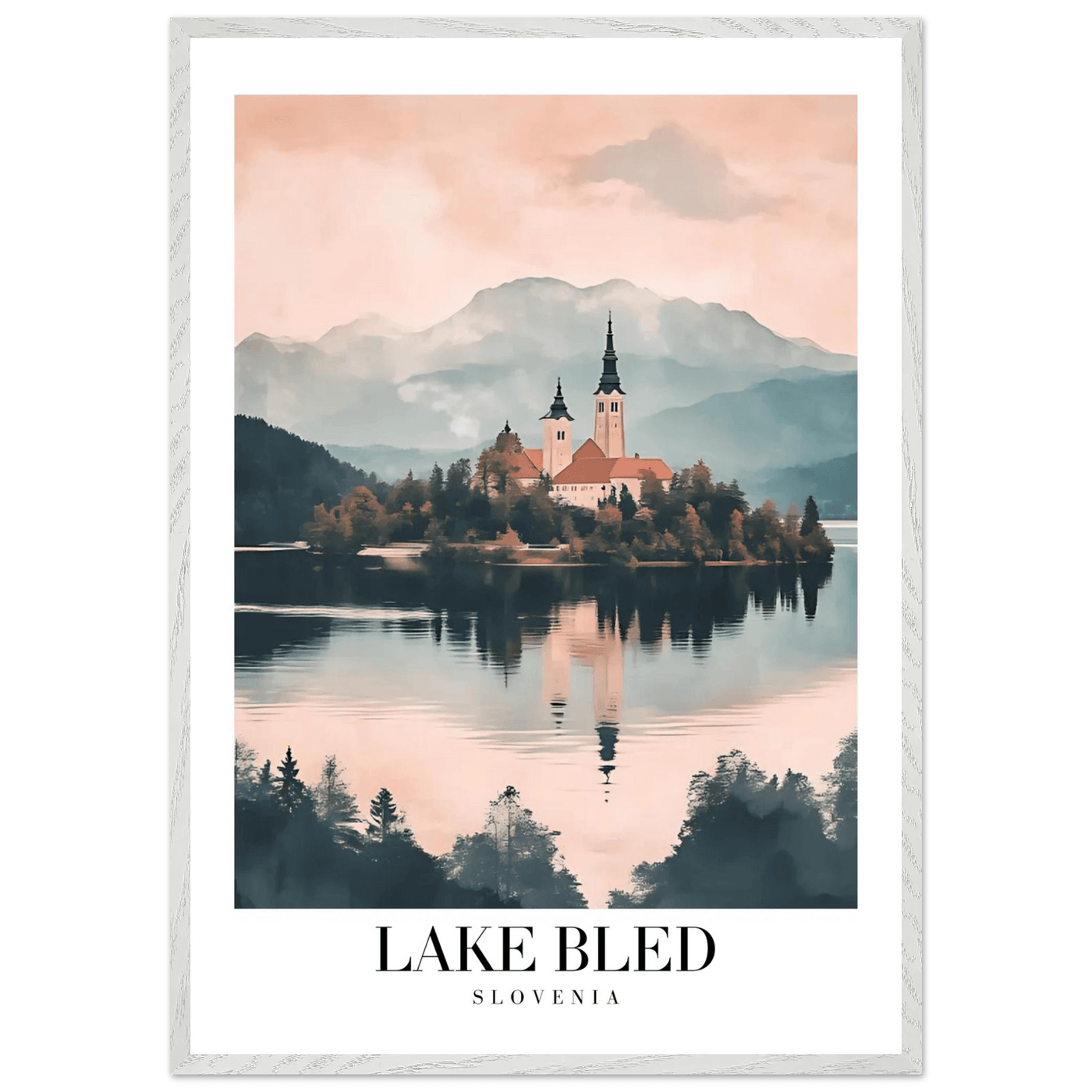 Lake Bled Slovenia Framed Poster – Serene Lakeside Wall Art with Wooden Frame - Vibrantwalls