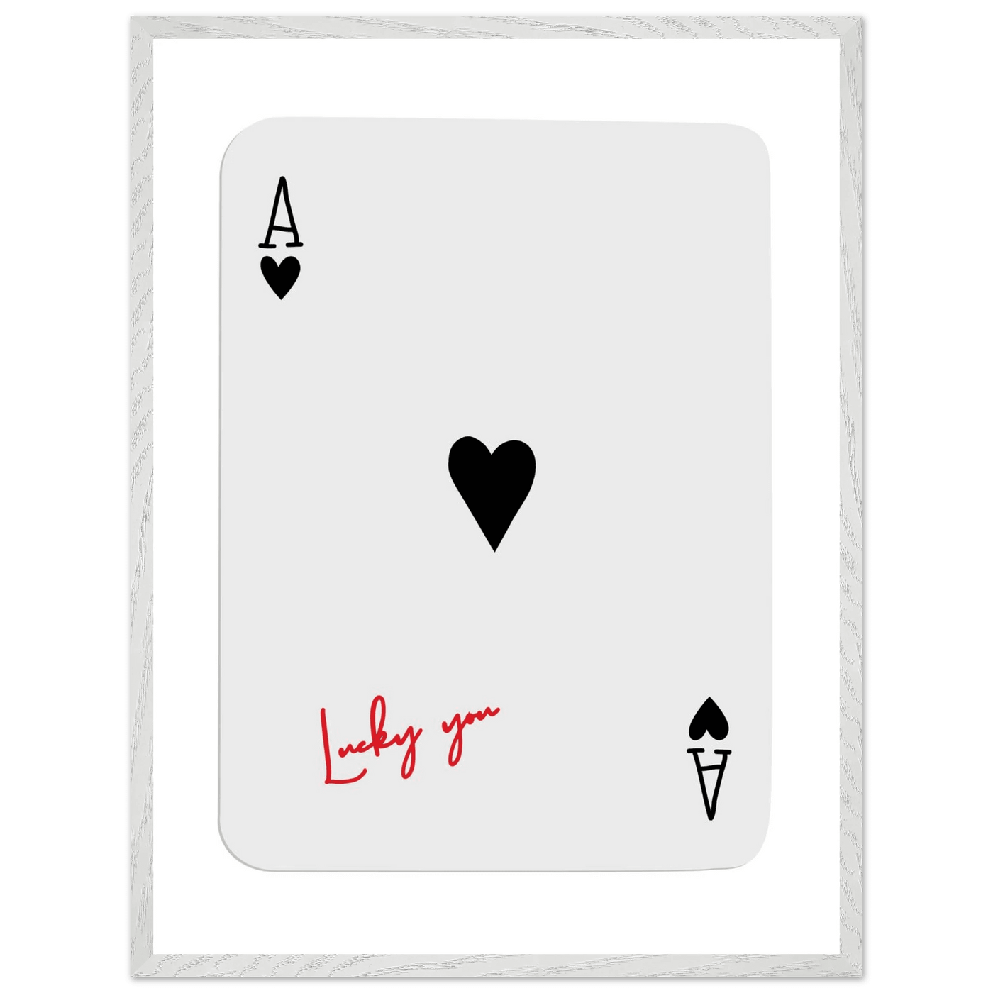 Lucky Ace of Hearts Framed Poster - Modern Poker Card Art, Eco-Friendly Wood Frame in Your Choice of Style - Vibrantwalls