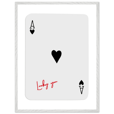 Lucky Ace of Hearts Framed Poster - Modern Poker Card Art, Eco-Friendly Wood Frame in Your Choice of Style - Vibrantwalls