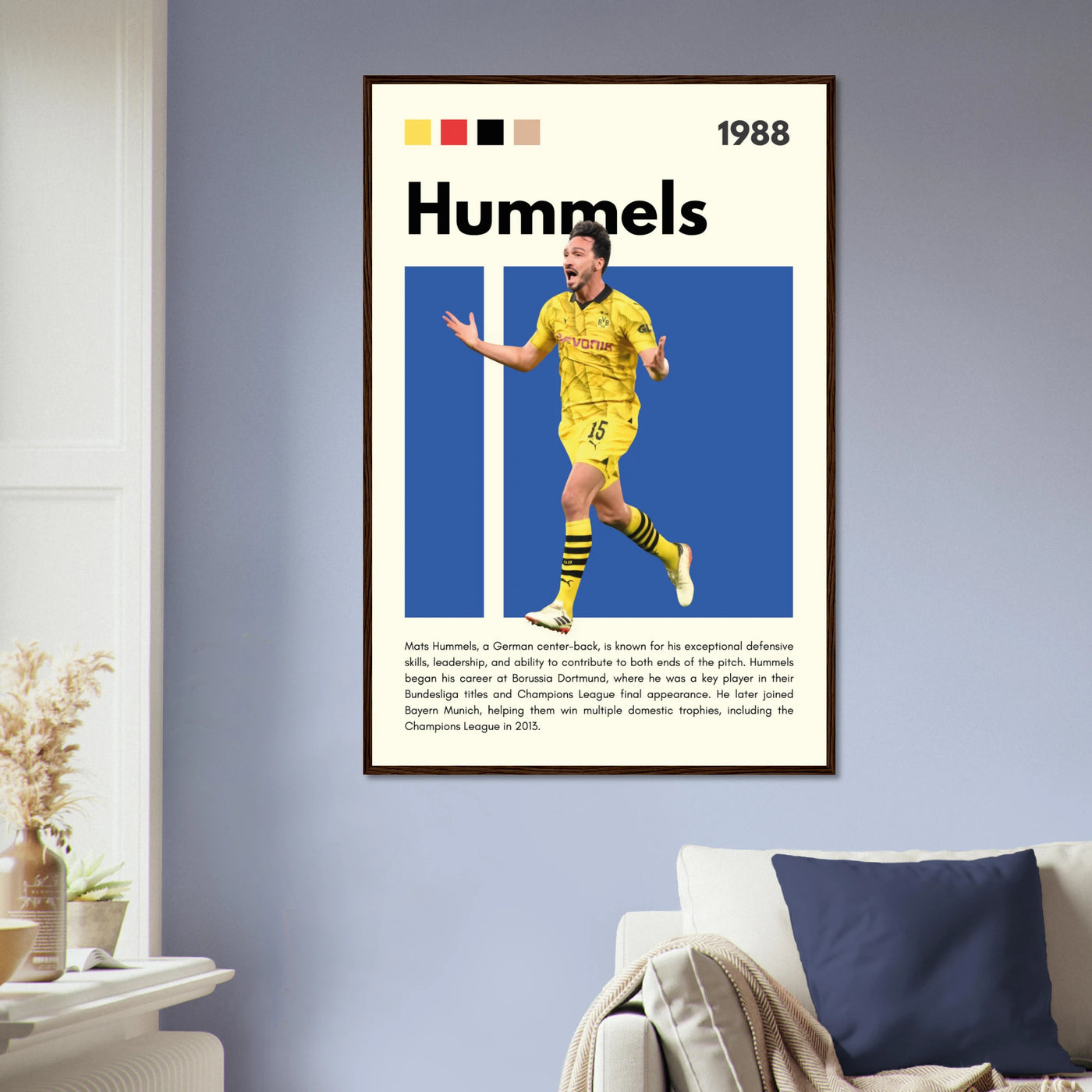 Mats Hummels Borussia Dortmund Framed Poster – Modern Football Art Print Vibrantwalls