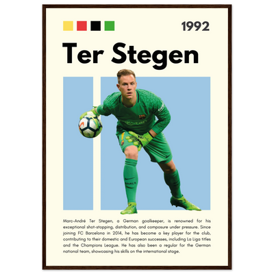 Marc-André Ter Stegen FC Barcelona Goalkeeper Framed Poster – Minimalist Football Art Print A1 (59.4 x 84.1 cm) Dark wood frame Vibrantwalls