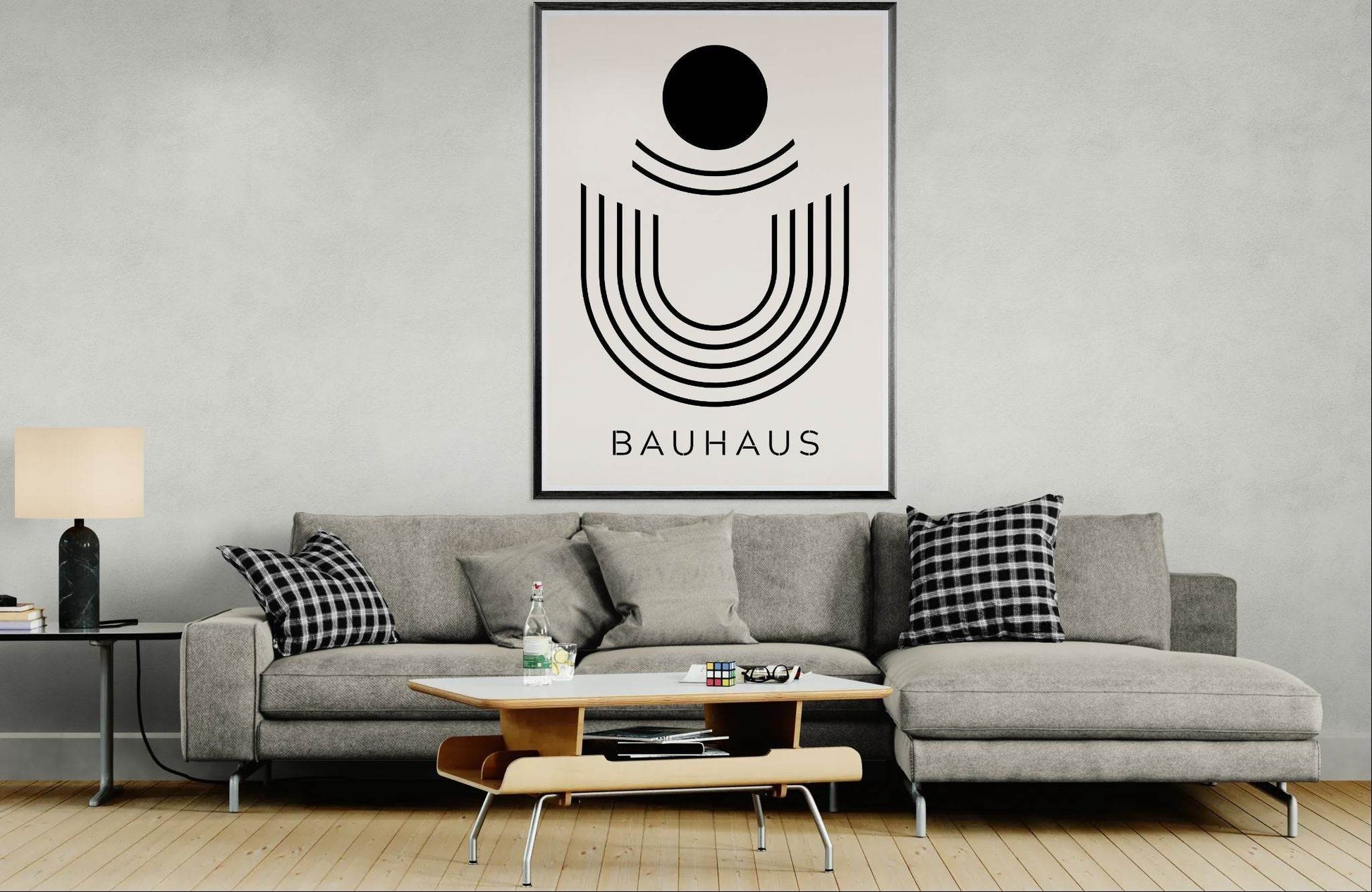Bauhaus Black Beige Geometric Movement Style Design Wall Art - Vibrantwalls