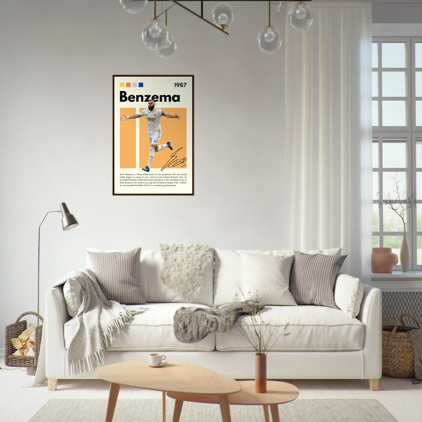 Karim Benzema Real Madrid Soccer Framed Poster – Modern Football Art Print with Signature Detail Vibrantwalls