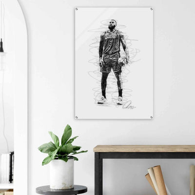 LeBron James Wall Art – Dynamic, Modern NBA Sketch Acrylic Print for Sports Fans - Vibrantwalls